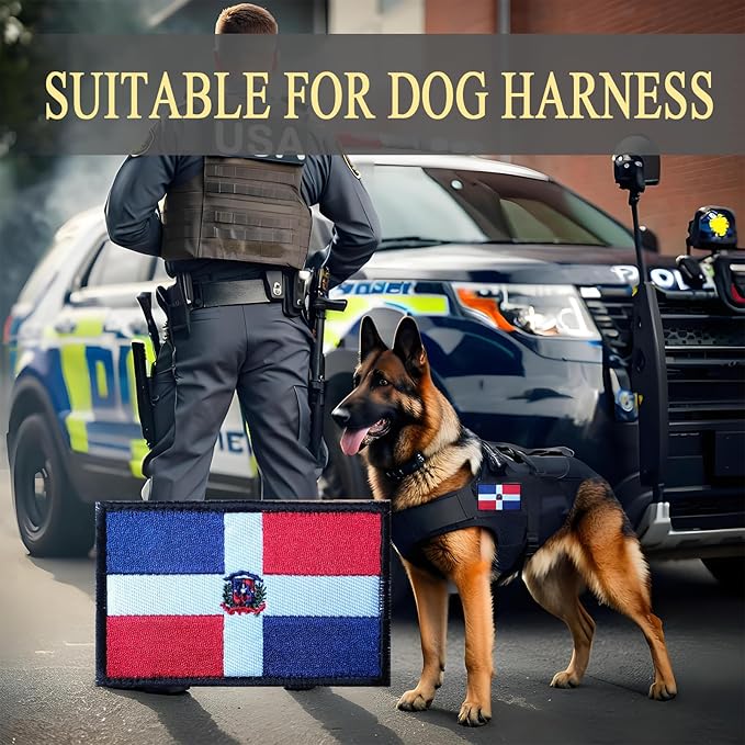 EmWoot 2PCS Dominican Flag Patch Embroidered Morale Patch Military Tactical Patches Hook and Loop