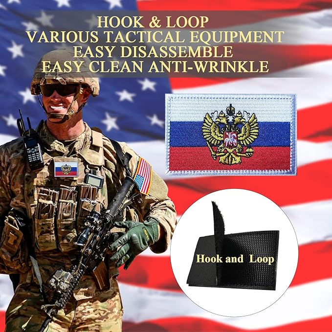 EmWoot 2PCS Russian Flag Emblem Patch Embroidered Morale Patch Military Tactical Patches Hook and Loop(Emblem)