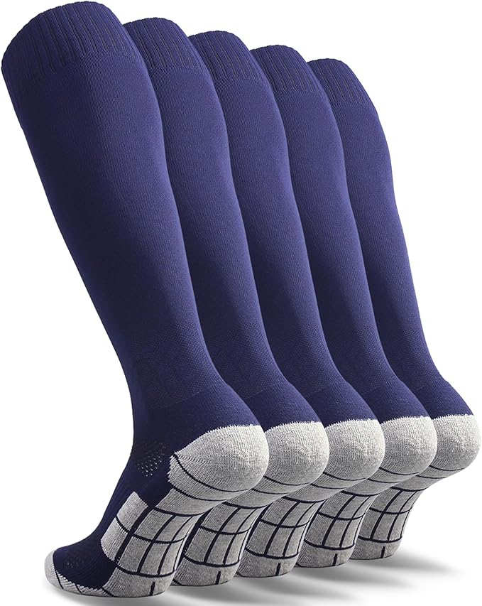CWVLC Soccer Socks (1/3/5 pairs) Team Sport Knee High Socks for Adult Youth Kids