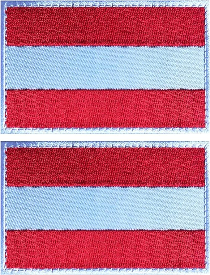 EmWoot 2PCS Austria Flag Patch Embroidered Morale Patch Military Tactical Patches Hook and Loop