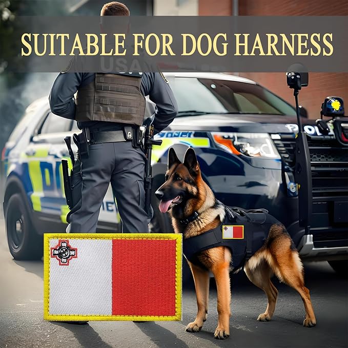 EmWoot 2PCS Malta Flag Patch Embroidered Morale Patch Military Tactical Patches Hook and Loop