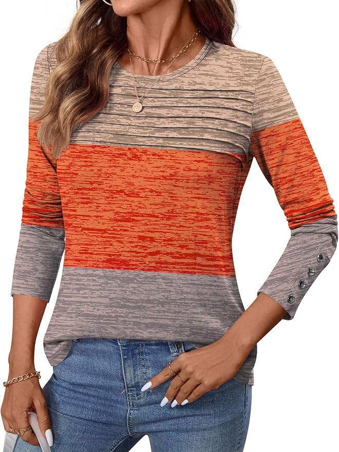 Blouses for Women Dressy Casual Long Sleeve Fall Fashion Tops Trendy Outfits for Work Office Shirts Thicker Clothes