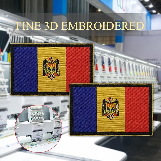 EmWoot 2PCS Moldova Flag Patch Embroidered Morale Patch Military Tactical Patches Hook and Loop