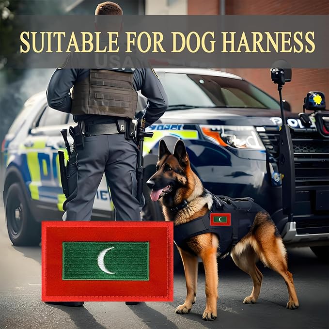 EmWoot 2PCS Maldives Flag Patch Embroidered Morale Patch Military Tactical Patches Hook and Loop