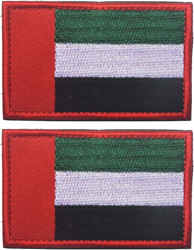 EmWoot 2PCS Arab Emirates Flag Patch Embroidered Morale Patch Military Tactical Patches Hook and Loop