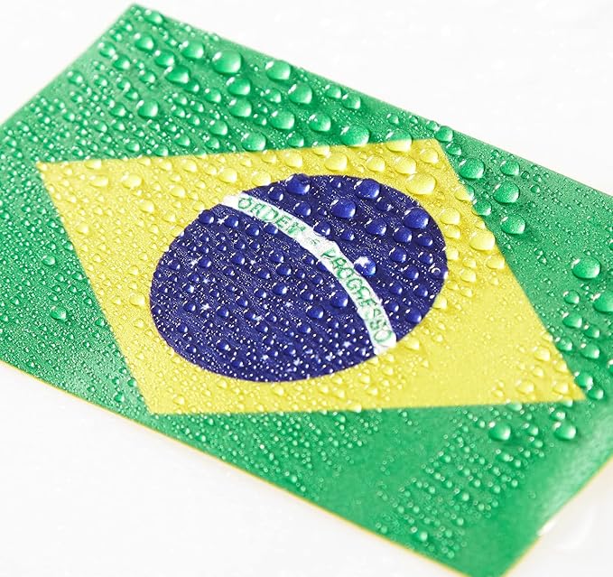 CANTENDO 5Pcs Brazil Flag Decal Sticker - Brazilian Flags Reflective Vinyl Car Stickers - for Car Window Bumper Waterproof Sticker (2.5 x 4.5 Inch)