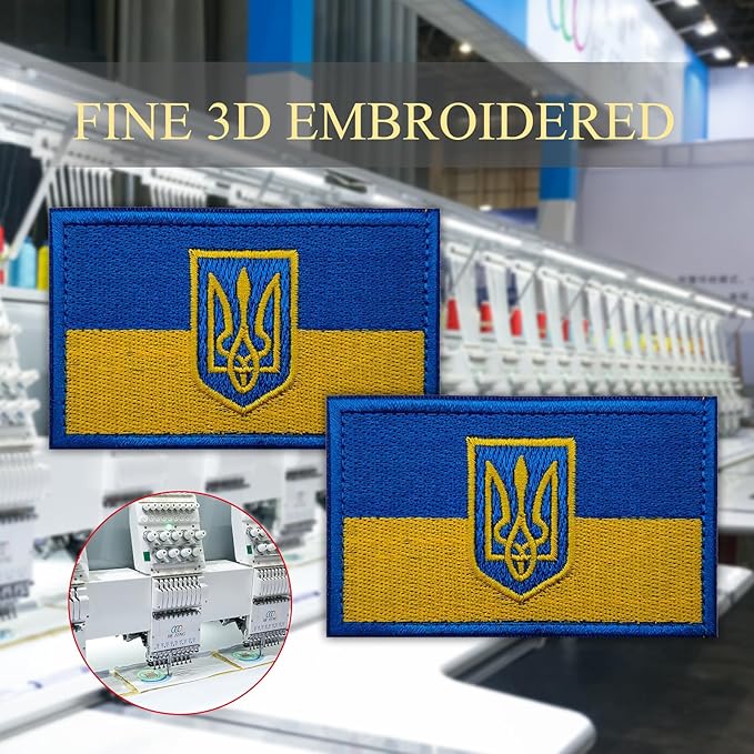 EmWoot 2PCS Ukraine Flag Patch Embroidered Morale Patch Military Tactical Patches Hook and Loop(Emblem)