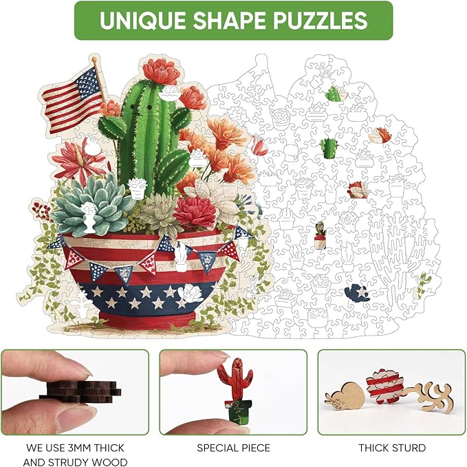 MEATRN Wooden Puzzles for Adults - Artistic Succulent Cactus Wooden Jigsaw Puzzles, Premium Plant Wood Puzzle for Relaxation and Home Décor, Collectible Gift, 507 Pcs, 15.7 x 17.3in