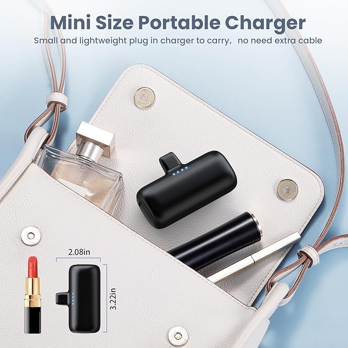 [2-Pack] Mini Portable Charger for iPhone,5200mAh Ultra Compact PD Fast Charging Power Bank,Plug-in Battery Pack Travel Cordless Phone Charger,Compatible with iPhone 14/14Pro/13/12/11/X/8/7/6plus etc
