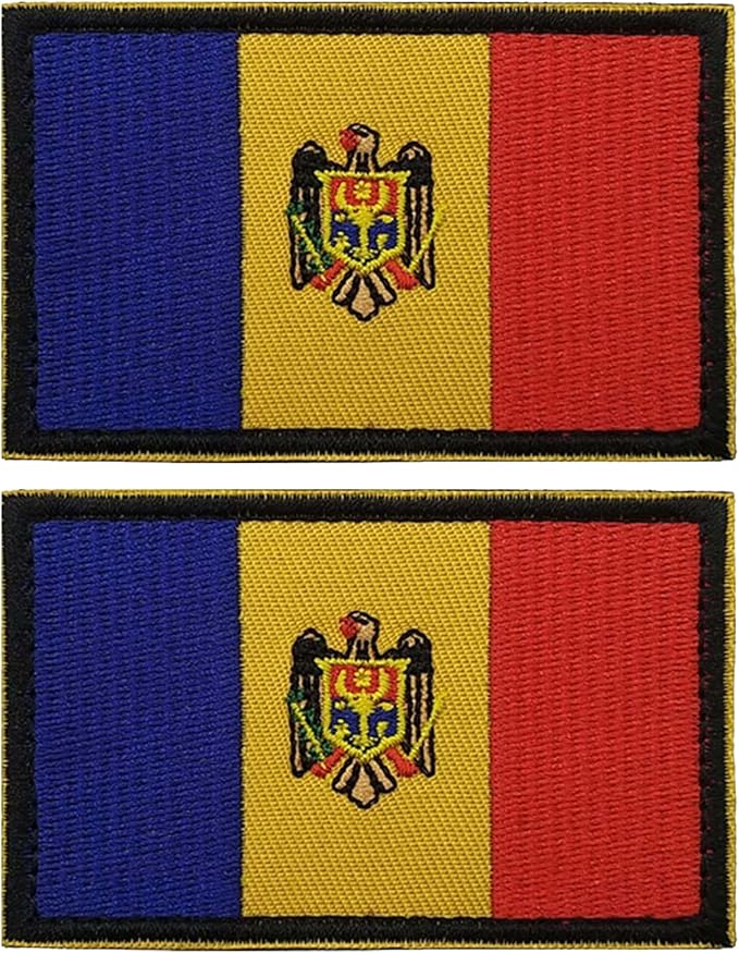 EmWoot 2PCS Moldova Flag Patch Embroidered Morale Patch Military Tactical Patches Hook and Loop