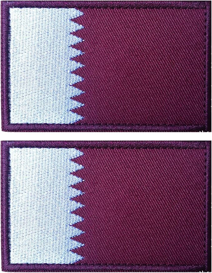 EmWoot 2PCS Qatar Flag Patch Embroidered Morale Patch Military Tactical Patches Hook and Loop