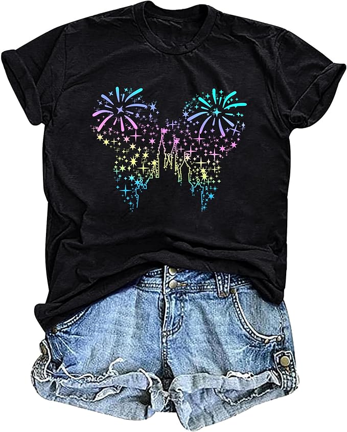 Magical Shirt for Women Magic Kingdom Tshirt Graphic Tee Family Vacation Short Sleeve Tops Summer Casual Tops