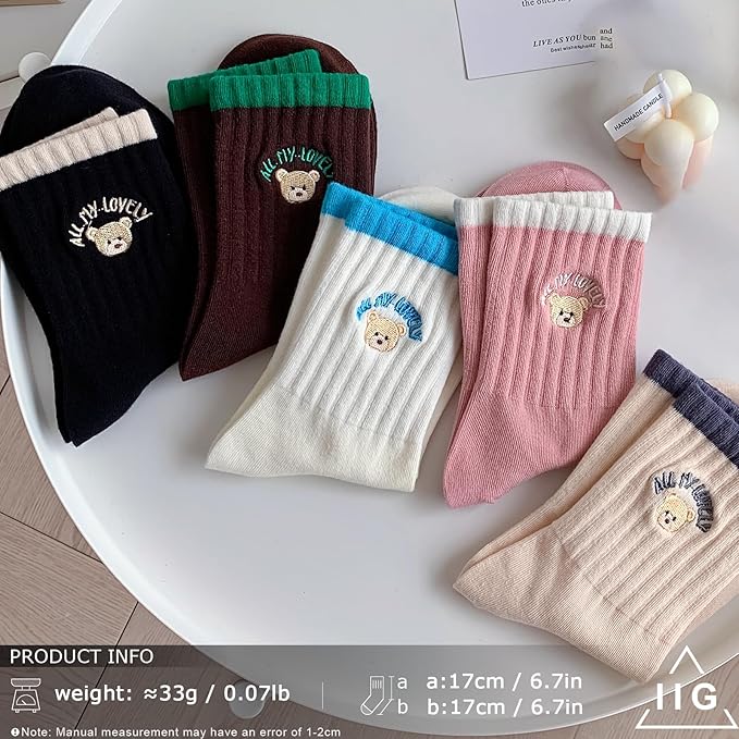 IIG 3-6 Pairs Womens Cute Animal Patterned Funny Novelty Cotton Crew Socks