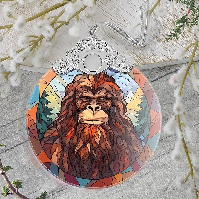Christmas Ornament, 2025 Ornaments for Christmas Tree, Stained Glass Hanging Ornament, Holiday Ornaments, Unique Gift Idea - Sasquatch