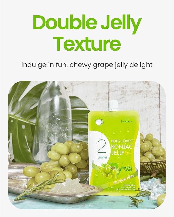 Jadamsun Konjac Jelly Juice (Grape, 20 pcs) - Delicious Low-Calorie Healthy Korean Snack, Drinkable Fruit Snack, Sugar-Free, Vegan, Gluten-Free