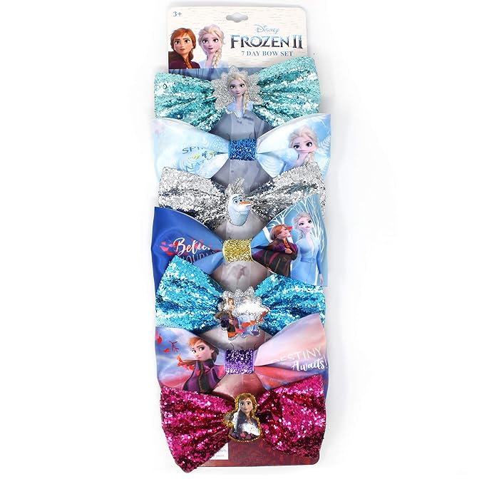 Disney Frozen 2 Girls 7 pcs Small Bow Bundle, Hair Bows for Girls - Ages 3+