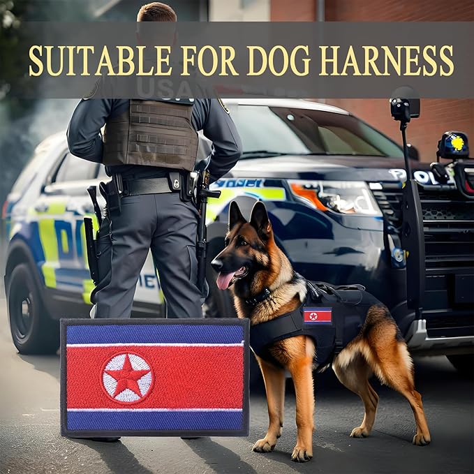 EmWoot 2PCS North Korea Flag Patch Embroidered Morale Patch Military Tactical Patches Hook and Loop(Black Border)