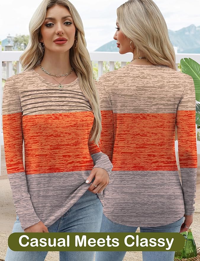 Blouses for Women Dressy Casual Long Sleeve Fall Fashion Tops Trendy Outfits for Work Office Shirts Thicker Clothes