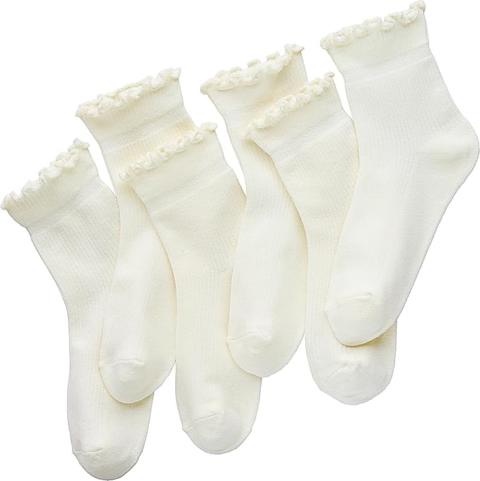 SSF&TUYS Ruffle Socks for Women – Soft Cotton Frilly Ankle Socks, Cute, Breathable & Comfy, 6 Pairs