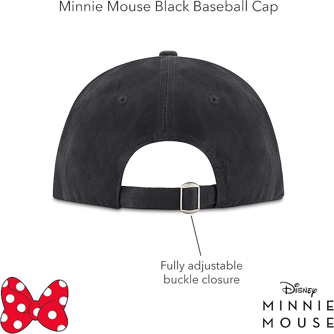 Disney Minnie Mouse Dad Hat, Cotton Adjustable Baseball Cap with Curved Brim