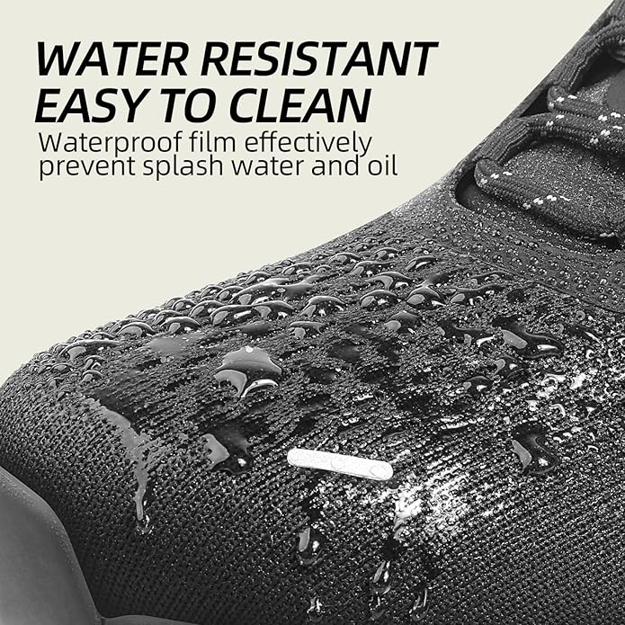 Black Non Slip Work Shoes for Women, Water-Resistant Kitchen & Restaurant Sneakers, Cushioned Thick Midsole for All-Day Standing, Chef & Food Service Footwear