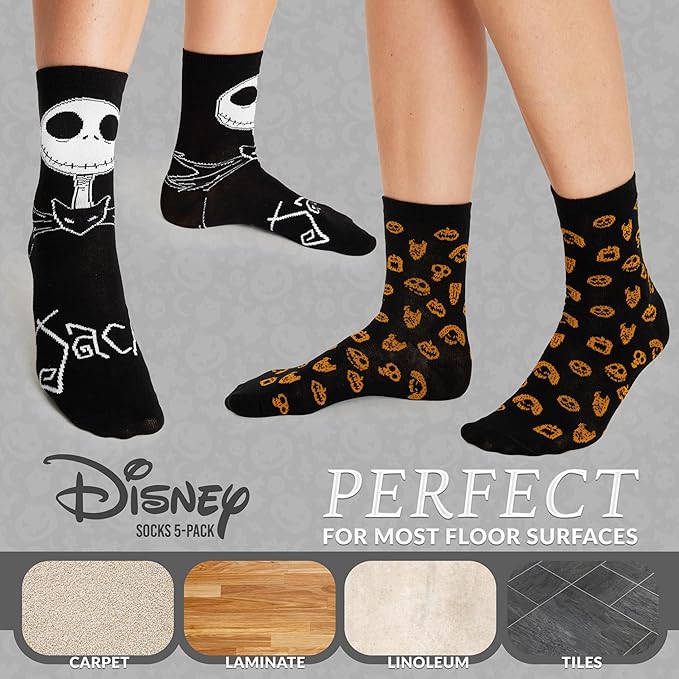 Disney Socks for Women and Teens, Pack of 5 or 6, US Size 4‑9, Soft and Breathable Novelty Socks Cozy Gifts for Women