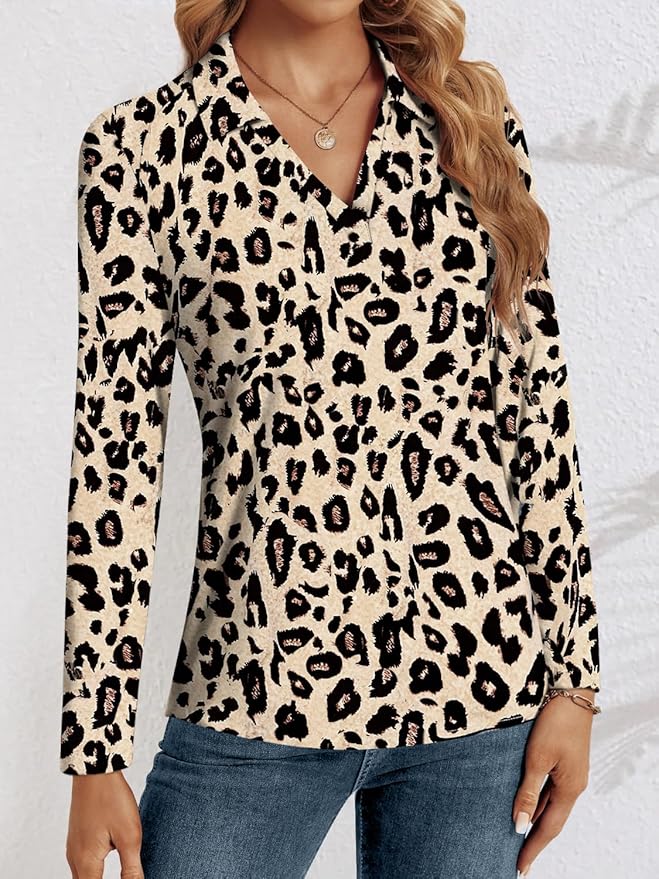 3/4 Length Sleeve Womens Tops Dressy Casual V Neck Polo Shirts Business Work Blouses 2025 Trendy Tunic Top