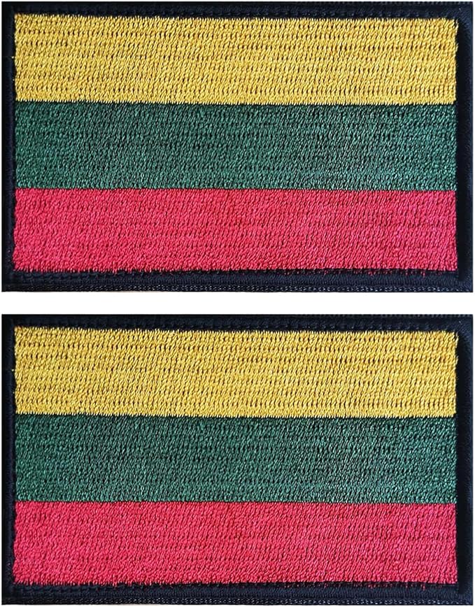 EmWoot 2PCS Lithuania Flag Patch Embroidered Morale Patch Military Tactical Patches Hook and Loop