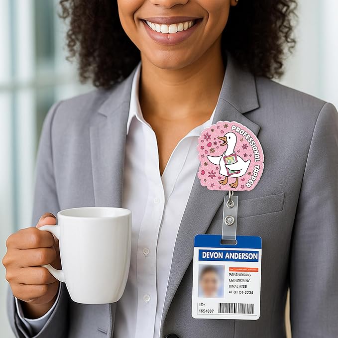 Funny SLP Badge Reel– Retractable Cute Silly Goose Professional Yapper Badge Holder with Aligator Clip, Speech Therapy Gifts for Speech Teacher, SLPA, AAC Specialist, Speech Pathologist