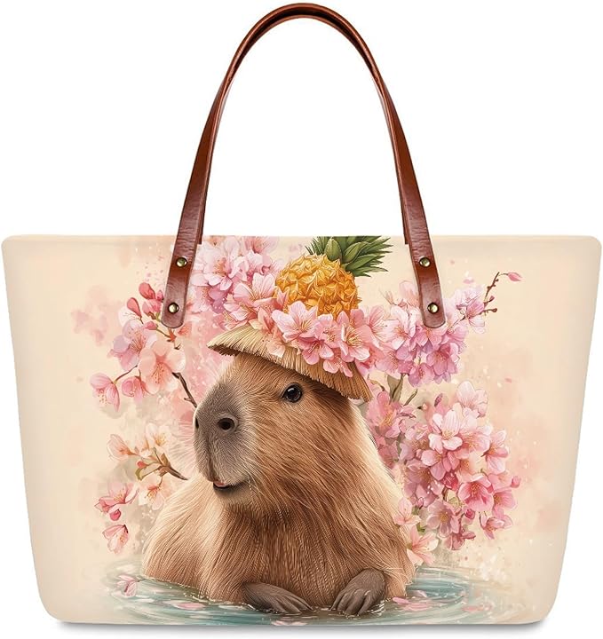 Womens Zip Up Tote Handbag Daisy Print Large Capacity Tote Purse Handbag Big Tote Bag Purse For Work Laptop