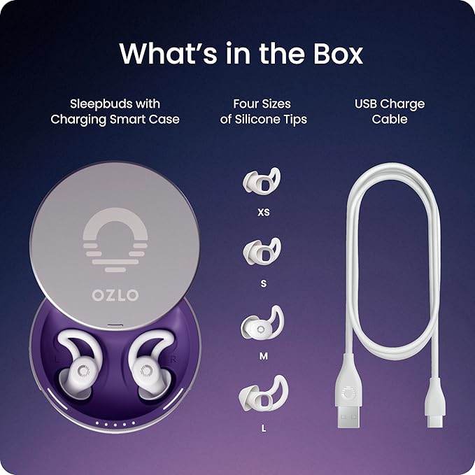 Ozlo Sleepbuds® | Comfortable Side Sleeper Headphones | Up to 10 Hours of Bluetooth LE Streaming | Science-Backed Sleep Sounds | Snore Blocking Comfortable Earbuds