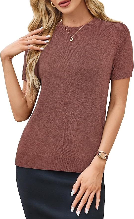 Arach&Cloz Women's Wool Blend Business Casual Essential Fall Layering Pullover Sweaters