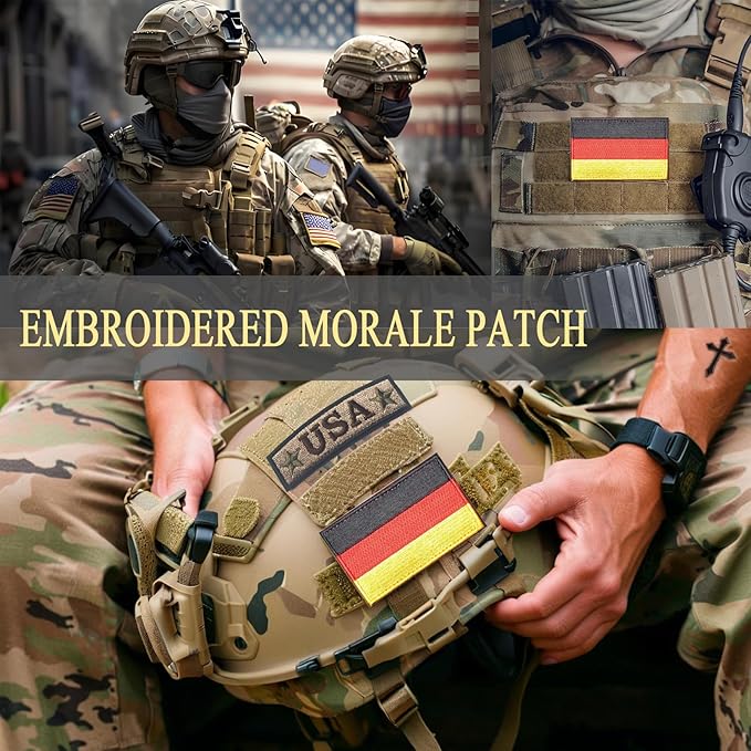 EmWoot 2PCS Germany Flag Patch Embroidered Morale Patch Military Tactical Patches Hook and Loop