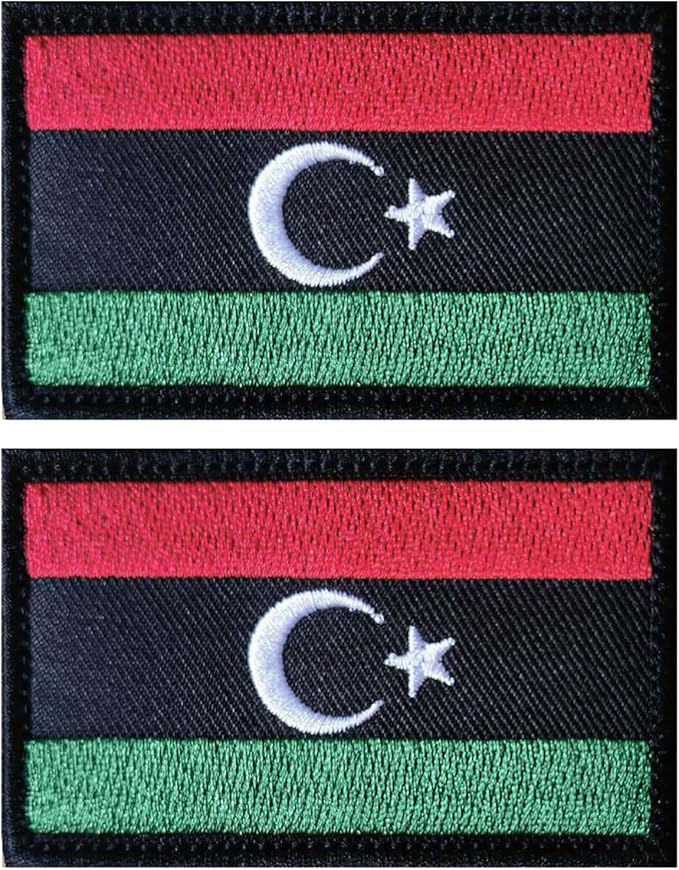 EmWoot 2PCS Libya Flag Patch Embroidered Morale Patch Military Tactical Patches Hook and Loop