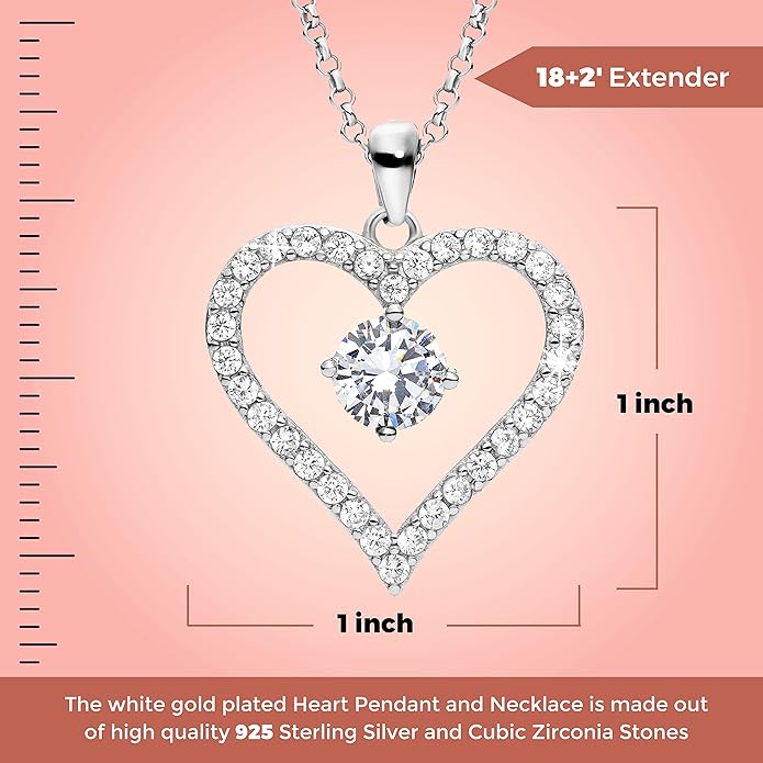 Sash & Soph Infinity Heart Necklace for Women. 925 Sterling Silver Heart Necklace for Girlfriend, Love Heart Pendant on 18" Chain with 2" Extender (Rose Gold or Gold Plated)