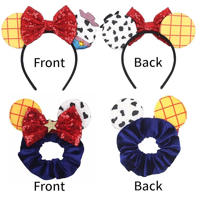 zhezesmila Toy Story Mic Ears Headband Toy Inspired Mouse Ears Scrunchies for Women Hair Accessories Cosplay Party Decorations