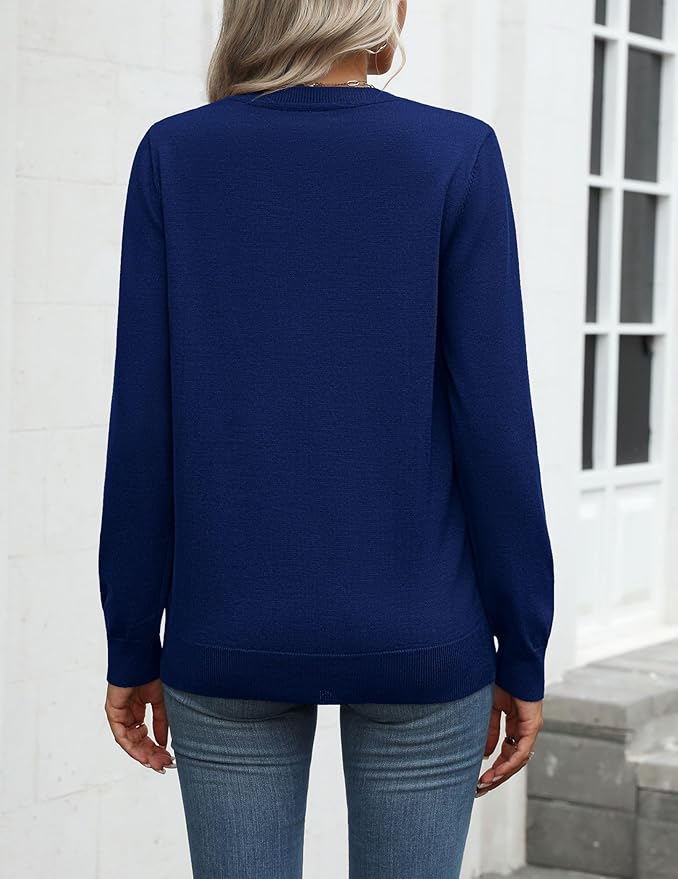 Zeagoo Womens 2026 Fall Sweaters Long Sleeve Tops Classic Crew Neck Pullover Sweaters Loose Dressy Casual Basic Clothes