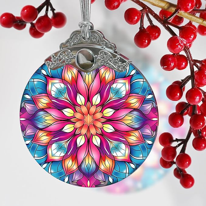 Jocidea Lotus Flower Christmas Ornament - Hanging Decor & Suncatcher - Gifts for Lotus Lovers