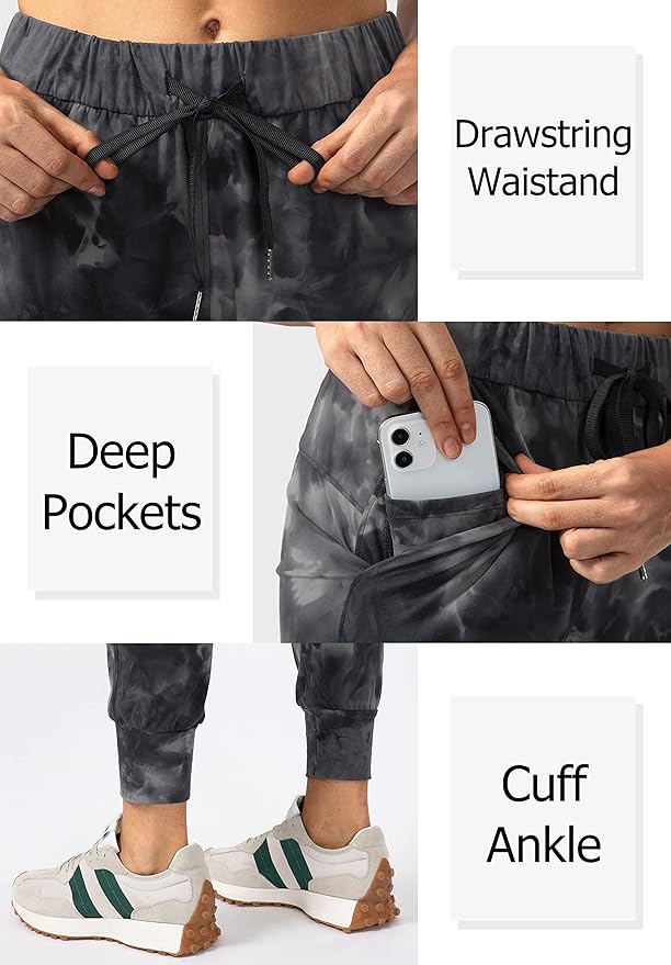 SANTINY Women's Joggers Pants Pockets Drawstring Running Sweatpants for Women Lounge Workout Jogging