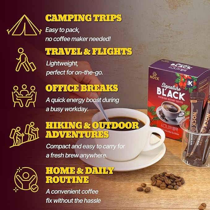 [Nokchawon] Signature Black Instant Coffee (20 Sticks, 40g) | Premium Korean Black Coffee | Great Small Christmas Gift | Warm Holiday Drink for Travel & Office