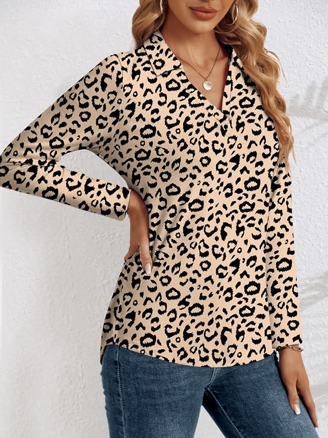 3/4 Length Sleeve Womens Tops Dressy Casual V Neck Polo Shirts Business Work Blouses 2025 Trendy Tunic Top