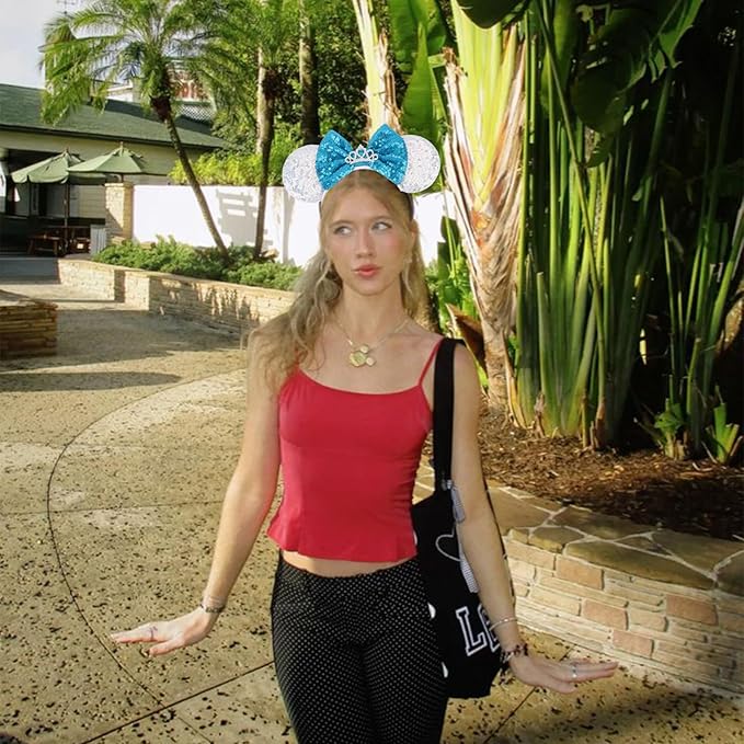 DRESHOW Mouse Ears Bow Headbands Glitter Party Decoration Cosplay Costume for Women