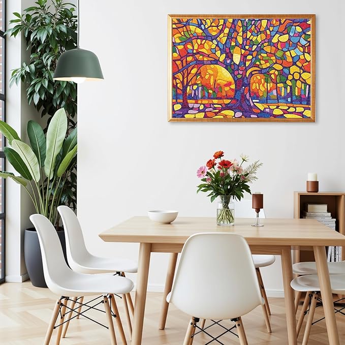 Naturelish Mosaic Tree Jigsaw Puzzles for Adults 1000 Pieces, Irregularly Shaped Difficult Puzzles Perfect for Game Night, Great Gift Idea, Size 26.65 x 19.25 in