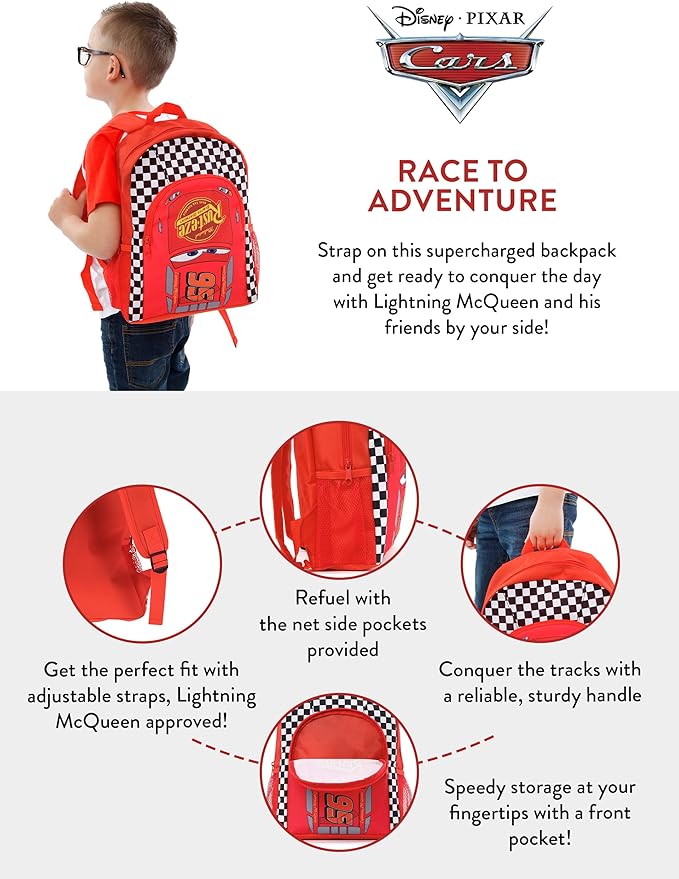 Disney Cars Backpack | Boys Backpacks for School | Lightning McQueen School Bag for Kids