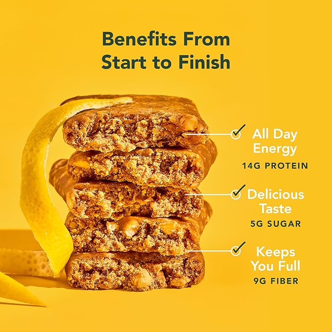ALOHA Organic Plant Based Protein Bars - Lemon Cashew - 12-Count - Vegan, Low Sugar, Gluten-Free, Paleo, Low Carb, Non-GMO, No Stevia & No Erythritol