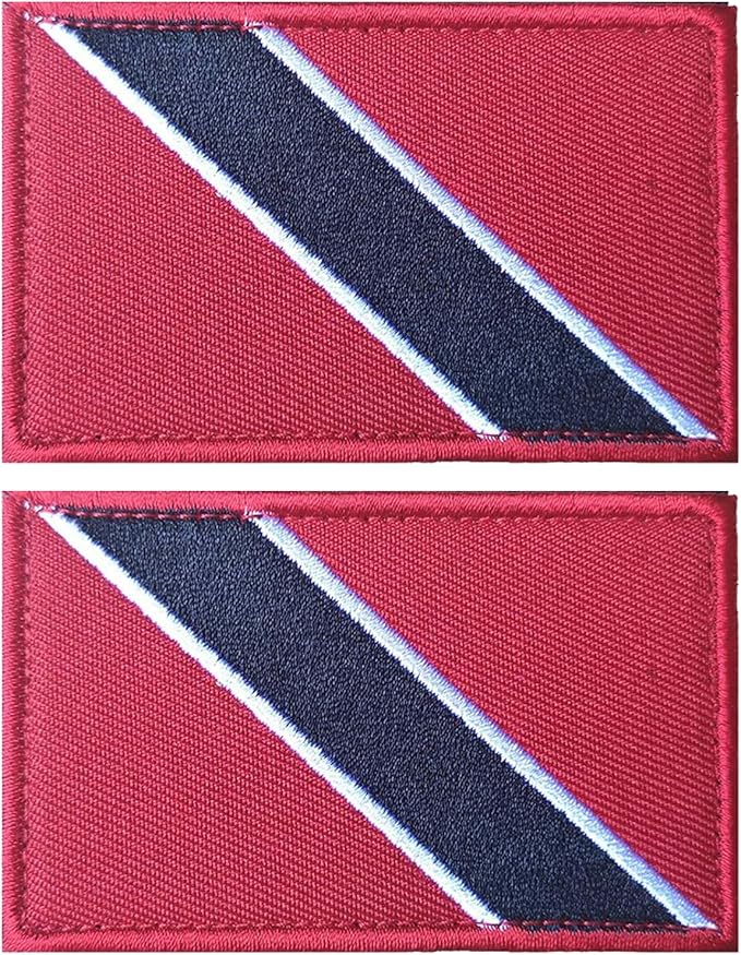 EmWoot 2PCS Trinidad and Tobago Flag Patch Embroidered Morale Patch Military Tactical Patches Hook and Loop(Red)