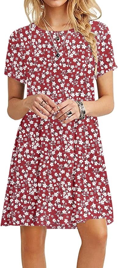MOLERANI Women's Casual Plain Simple T-Shirt Loose Dress