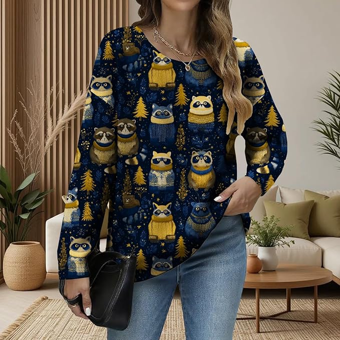 LIZALIG Women's Fall Christmas Snowman Sweater Long Sleeve Crewneck Pullover Festive Holiday Winter Outfit for Parties