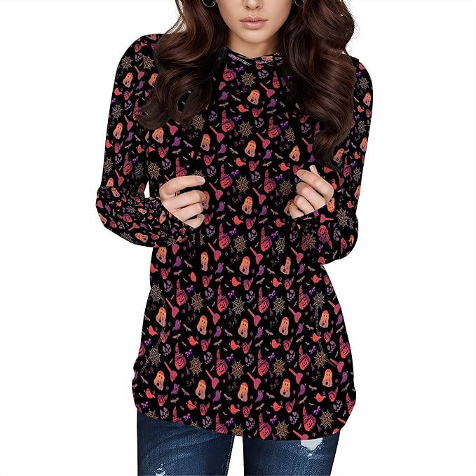 domirica Halloween Hooded Sweatshirt Long Sleeve Pocket Trendy Pumpkin Skull Sweatshirt Halloween Costumes For Holiday Party