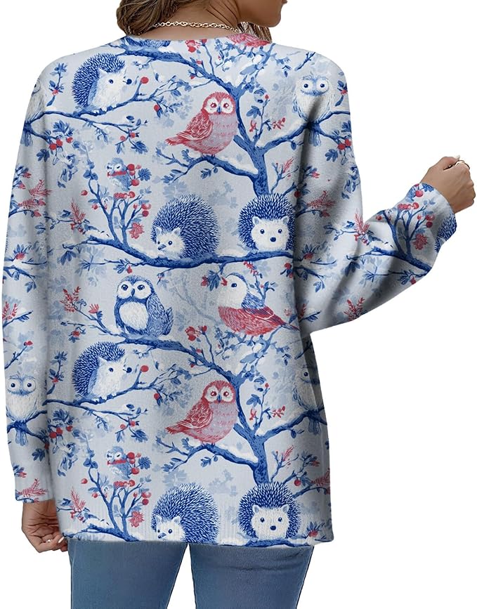 LIZALIG Women's Fall Christmas Snowman Sweater Long Sleeve Crewneck Pullover Festive Holiday Winter Outfit for Parties